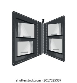 open briefcase with documents isolated
