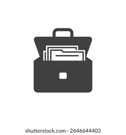 Ícone de porta-arquivos aberto com documentos dentro da portabilidade profissional de viagens de negócios