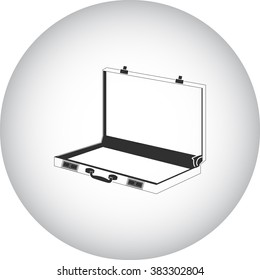 Open briefcase simple icon  on round background