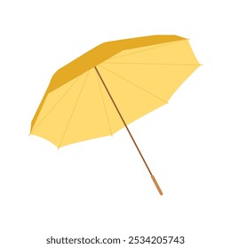 Open bright yellow umbrella to protect from autumn or spring rainy season vector illustration