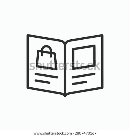 Open brochure catalog icon with shopping bag isolated on white background, Vector, illustration