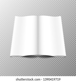 Open brochure template. Realistic layout for magazine or notebook on transparent background.