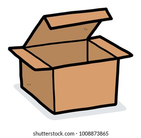 open brown box / cartoon vector and illustration, hand drawn style, isolated on white background.