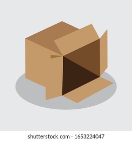 open brown cardboard box icon with a white background