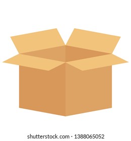 open brown cardboard box isolated on white background vector illustration.