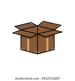 una Ilustración vectorial de caja de cartón marrón abierta