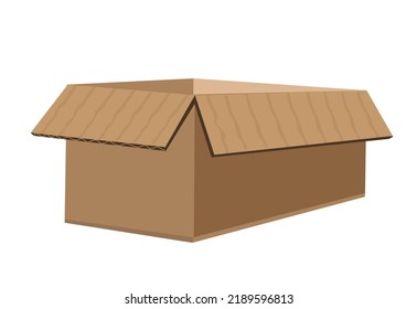 Open Brown carton cardboard Boxes. Editable Clip Art.