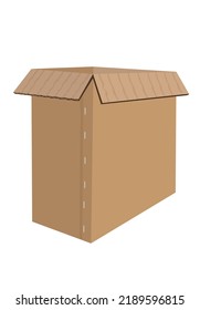 Open Brown carton cardboard Boxes. Editable Clip Art.