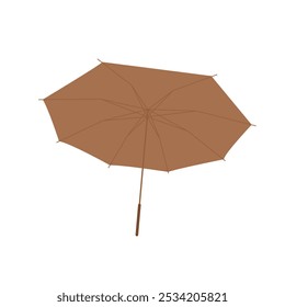 Open brown male umbrella for protection from rain and wet weather vector illustration