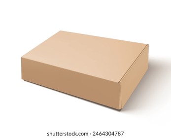 Open Brown Paper Cardboard Box Isolated On White Background. EPS10 Vector