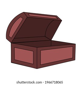 open brown wooden chest vector design
