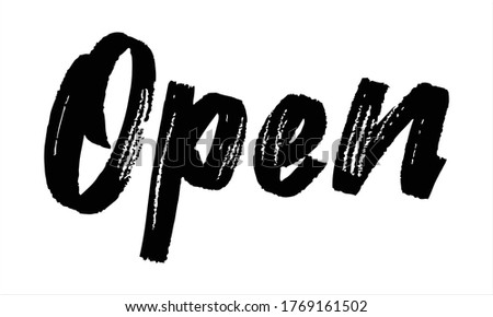 open Brush Hand drawn writing Typographic Text on White Background 