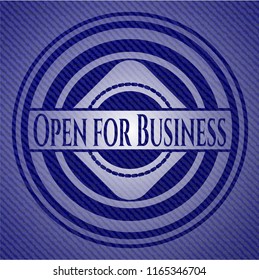 Open for Business denim background