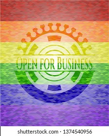 Open for Business lgbt colors emblem 