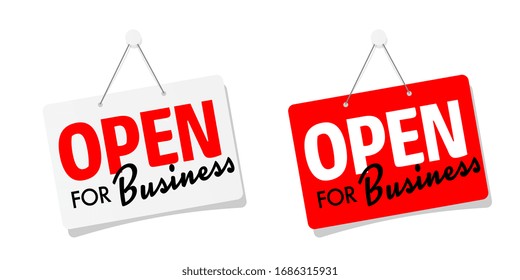 Open for business on door sign