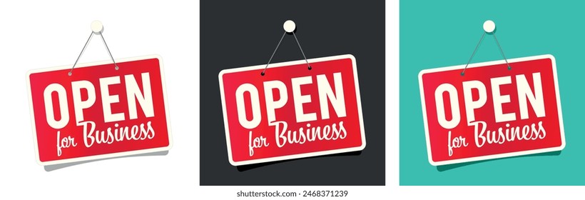 Open for business on door sign