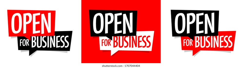 Open for business on speech bubble