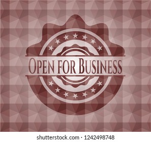 Open for Business red geometric pattern emblem. Seamless.