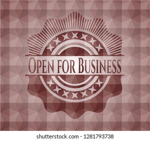 Open for Business red geometric pattern emblem. Seamless.