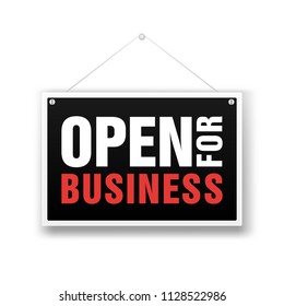 Open for business sign. Financial marketing banking advertisement stock fund commercial background vector illustration.