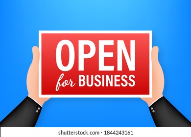  Open for business sign. Flat design for business financial marketing banking advertisement office people life property stock fund commercial background in minimal concept cartoon