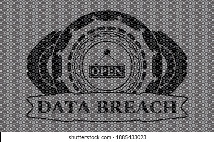 open business sign icon and data breach text dark abstract realistic emblem. Pattern exquisite background. Artistic illustration. 