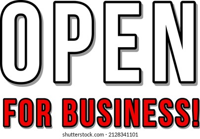 Open for business typography design illustration
