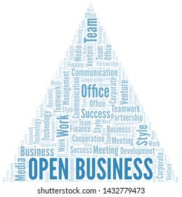 Open Business word cloud. Collage made with text only.