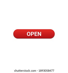 Open button with red color on white background for website and UI material