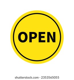 Open Button In Yellow Circle Shape With Black Line
