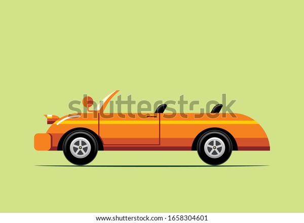 Open cab car cartoon flat style.\
Types of vehicle transportation. Graphic\
illustration.