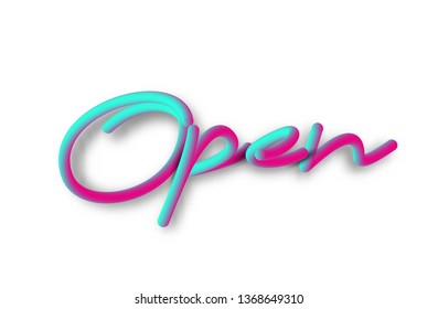 Open Calligraphic 3d Pipe Style Text Vector illustration Design.