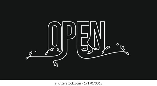 Abrir línea caligráfica arte Texto comercial ilustración vectorial Diseño.