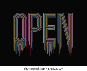 Open Calligraphic line art Text shopping poster vector illustration Design.