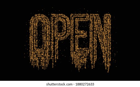 Open Calligraphic Particle Text shopping poster vector illustration Design.