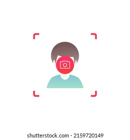 Open camera. Facial scanning, recognize person. Illustration vector