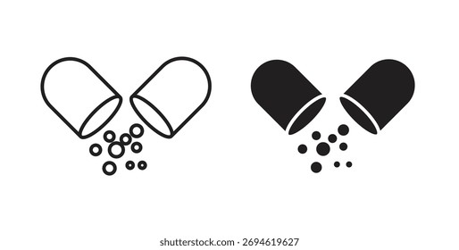 Abra el concepto de icono de la cápsula. Símbolo del logotipo para el Web y el móvil. Pixel perfecto.
