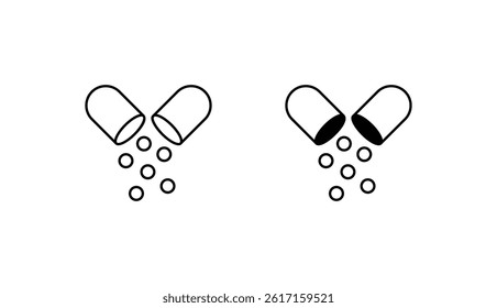 Open Capsule icon design with white background stock illustration