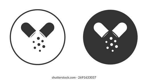 Icono de cápsula abierta ilustraciones planas. Arte vectorial.