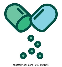 Open capsule icon outline vector. Antibiotic medicine. Pharma pill