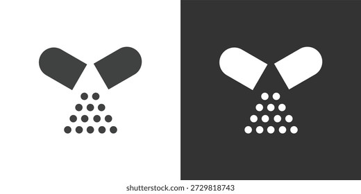 Abra el icono de la cápsula. Icono de la serie de glifos sólidos