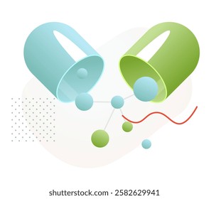 Open Capsule - Pharmacy Drug Formulation - Stock Illustration as EPS 10 File