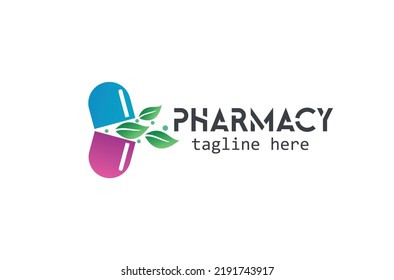 Open capsule pharmacy medical logo.
