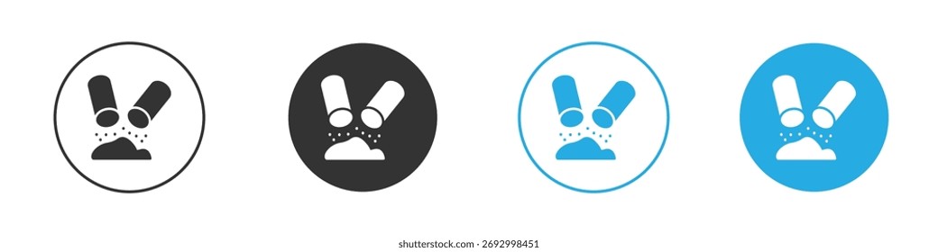 Icono abierto de la píldora de la cápsula en Vector plano editable en blanco y negro