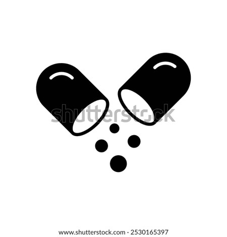 Open Capsule Pill Icon. Glyph style