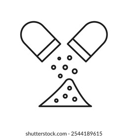 Open capsule pill icon. isolated vector icon.