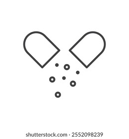Open capsule pill icon. line style vector icon.
