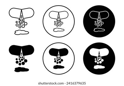open capsule pill icon sign set in outline style graphics design