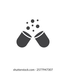 Open capsule pill icon Simple thin line flat symbol