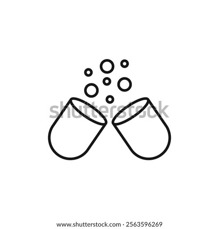 Open capsule pill icon Simple thin line flat symbol